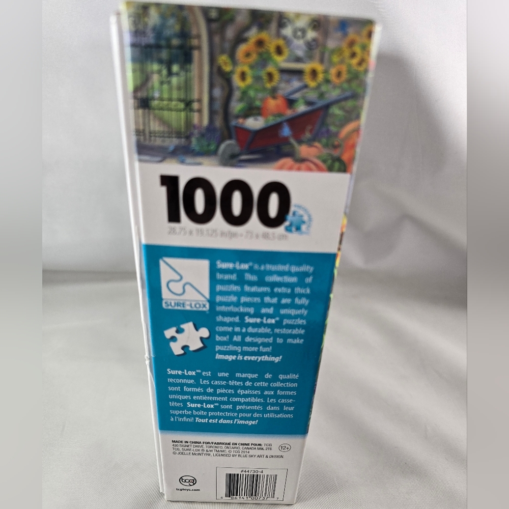 Fall Garden Gate Joelle McIntyre Jigsaw Puzzle 1000 Piece New Cat Birds Flowers - Picture 6 of 9